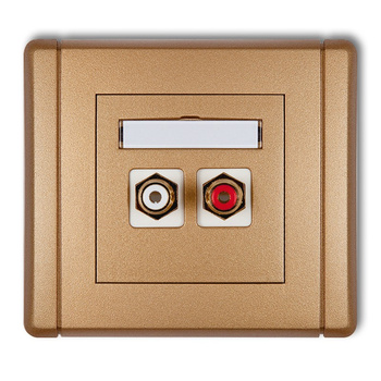 Gniazdo podwójne RCA typu cinch - biały i czerwony, pozłacane Karlik seria FLEXI 8FGRCA-2 kolor złoty metalik