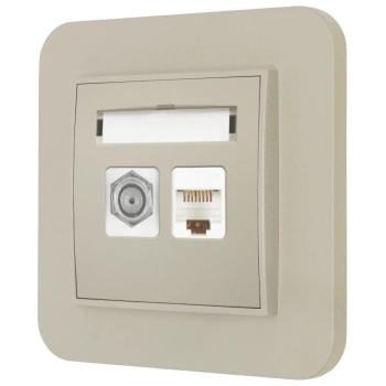 Gniazdo rj45/antenowe z ramką zaokrągloną seria MINI kolor taupe