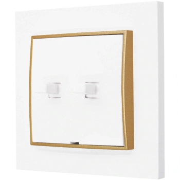 Włącznik podwójny w stylu USA ramka kwadratowa seria Mini kolor biały mat/złoty