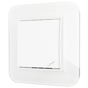 Włącznik schodowy z ramką zaokrągloną efekt szkła seria ICON kolor biały