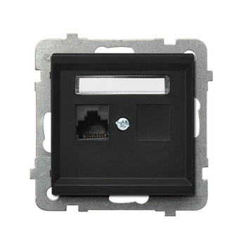 Gniazdo komputerowe pojedyncze, kat. 5e MMC seria SONATA kolor Czarny metalik symbol GPK-1R/K/m/33