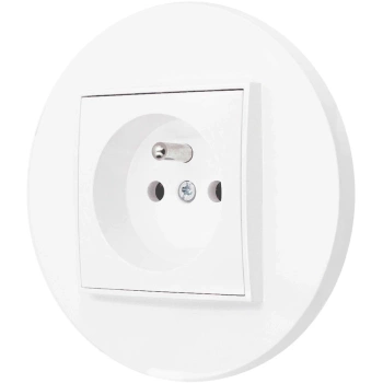 Gniazdo pojedyncze z ramką okrągłą seria MINI kolor biały mat