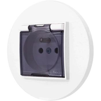 Gniazdo hermetyczne z ramką okrągłą seria MINI kolor biały mat