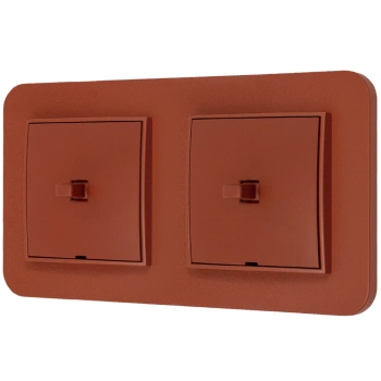 Dwa włączniki pojedyncze w stylu USA ramka zaokrąglona seria Mini kolor terakota