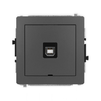 Mechanizm gniazda pojedynczego USB A-B 2.0, bez pola opisowego Karlik seria DECO 28DGUSBBO-3 kolor grafitowy mat