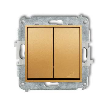 Mechanizm łącznika jednobiegunowego ze schodowym osobne zasilanie Karlik seria ICON 29IWP-10.2 kolor złoty