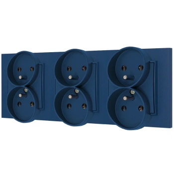 Trzy gniazda podwójne z ramką kwadratową seria MINI kolor navy blue