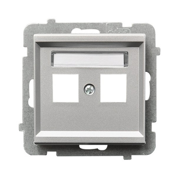 Obudowa gniazda podwójnego typu Keystone prosta seria SONATA kolor Srebro mat symbol GPK-2R/p/38