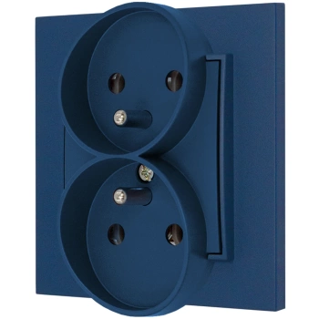 Gniazdo podwójne z ramką kwadratową seria MINI kolor navy blue