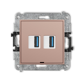 Mechanizm gniazda podwójnego 2xUSB A-A 3.0, bez pola opisowego Karlik seria ICON 62IGUSBBO-6 kolor łososiowy