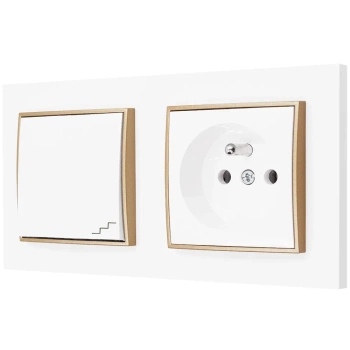Włącznik schodowy z gniazdkiem kolor biały/złoty 3