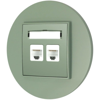 Gniazdo internetowe rj45 2x z ramką okrągłą seria MINI kolor szałwiowy