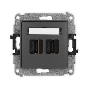 Mechanizm gniazda podwójnego HDMI 2.0, 4K Karlik seria ICON 28IHDMI-4 kolor grafitowy mat