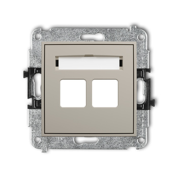Mechanizm gniazda multimedialnego podwójnego bez modułu standard Keystone Karlik seria ICON 60IGM-2P kolor taupe