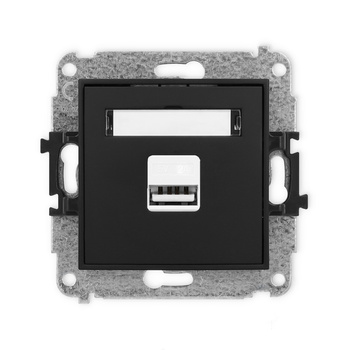 Mechanizm ładowarki USB pojedynczej USB A, 10W max., 5V, 2A Karlik seria ICON 12ICUSB-3 kolor czarny mat