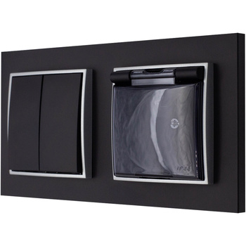 Włącznik z gniazdkiem hermetycznym kolor czarny mat/srebrny 18