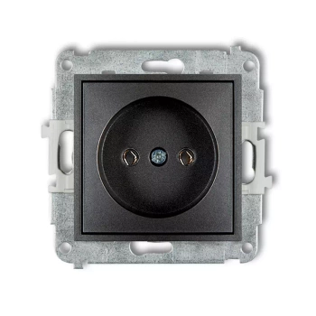 Mechanizm gniazda pojedynczego bez uziemienia 2P bez przesłon torów prądowych Karlik seria ICON 11IGP-1 kolor grafitowy