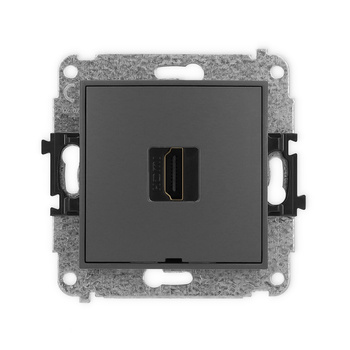 Mechanizm gniazda pojedynczego HDMI 2.0, 4K, bez pola opisowego Karlik seria ICON 28IHDMIBO-3 kolor grafitowy mat