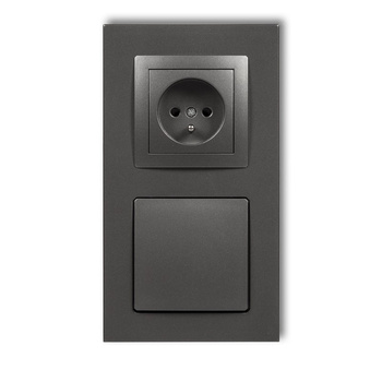 Gniazdo ssące odkurzacza centralnego z gniazdem pojedynczym z uziemieniem DECOvac Karlik seria DECO 11DGV-2 kolor grafitowy