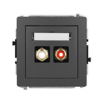Mechanizm gniazda podwójnego RCA typu cinch - biały i czerwony, pozłacany Karlik seria DECO 28DGRCA-2 kolor grafitowy mat