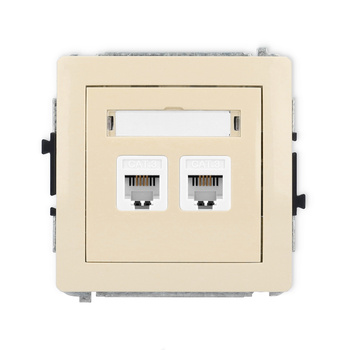 Mechanizm gniazda telefonicznego podwójnego 2xRJ11, 4-stykowy, beznarzędziowe Karlik seria DECO 1DGT-2 kolor beżowy