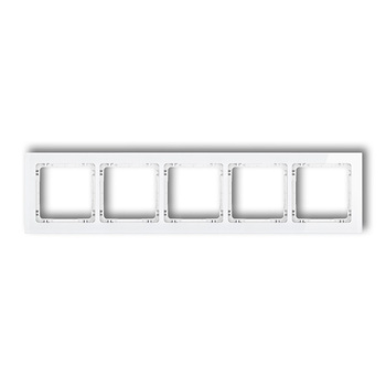 Ramka uniwersalna pięciokrotna - efekt szkła ramka: biała; spód: biały Karlik seria DECO 0-0-DRS-5 kolor biały