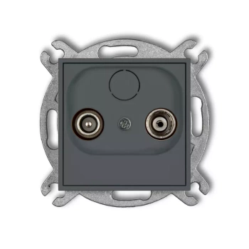 Mechanizm gniazda abonenckiego RTV przelotowego 12dB Karlik seria ICON 28IG12P kolor grafitowy mat