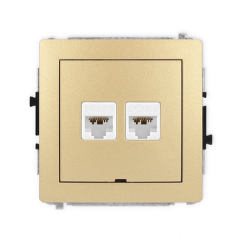 Mechanizm gniazda komputerowego podwójnego 2xRJ45, kat. 6A, 8-stykowy, bez pola opisowego Karlik seria DECO 29DGKBO-8 kolor złoty
