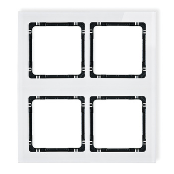 Ramka modułowa 4 krotna 2 poziom, 2 pion - efekt szkła ramka biała; spód czarny Karlik seria DECO 0-12-DRSM-2x2 kolor biały