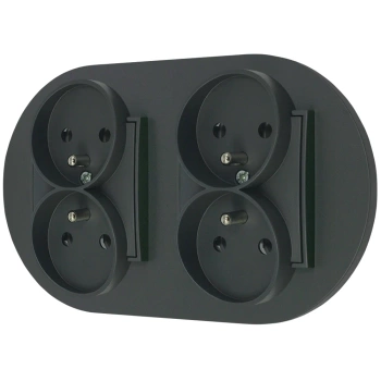 Dwa gniazda podwójne z ramką okrągłą seria MINI kolor grafitowy mat