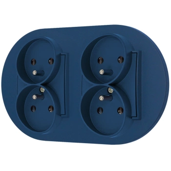 Dwa gniazda podwójne z ramką okrągłą seria MINI kolor navy blue