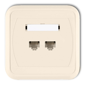 Gniazdo komputerowe podwójne 2xRJ45, kat. 6, 8-stykowe Karlik seria LIZA 1GLK-4 kolor beżowy