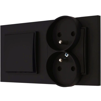 Włącznik pojedynczy z gniazdkiem kolor czarny mat 9