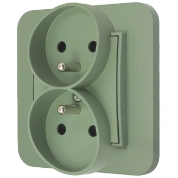 Gniazdo podwójne z ramką zaokrągloną seria MINI kolor szałwiowy