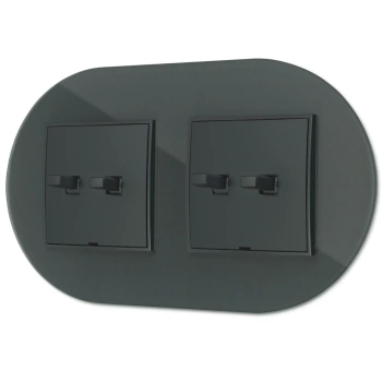 Dwa włączniki podwójne w stylu USA ramka okrągła efekt szkła seria ICON kolor grafitowy mat