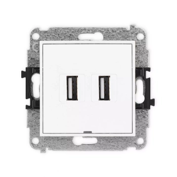 Mechanizm gniazda podwójnego 2xUSB A-A 2.0, bez pola opisowego Karlik seria ICON IGUSBBO-2 kolor biały