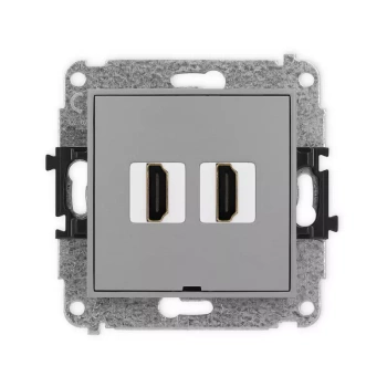Mechanizm gniazda podwójnego HDMI 2.0, 4K, bez pola opisowego Karlik seria MINI 27MHDMIBO-4 kolor szary mat