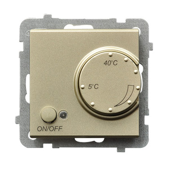 Regulator temperatury z czujnikiem podpodłogowym seria SONATA kolor Szampański złoty symbol RTP-1R/m/39