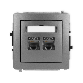 Mechanizm gniazda komputerowego podwójnego 2xRJ45, kat. 7, ekranowany, 8-stykowy Karlik seria DECO 11DGK-10 kolor grafitowy