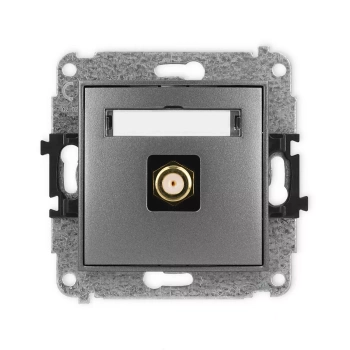 Mechanizm gniazda antenowego pojedynczego typu F SAT pozłacany Karlik seria ICON 11IGF-1.1 kolor grafitowy