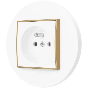 Gniazdo pojedyncze z ramką okrągłą seria MINI kolor biały złoty