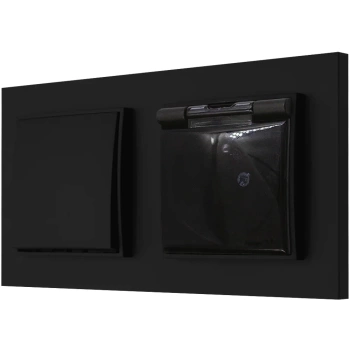 Włącznik z gniazdkiem hermetycznym kolor czarny mat 17