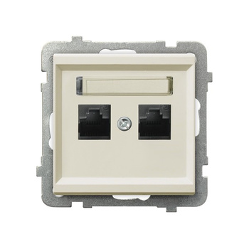 Gniazdo komputerowe podwójne, kat. 5e MMC seria SONATA kolor Ecru symbol GPK-2R/K/m/27