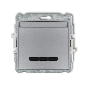 Mechanizm łącznika hotelowego podwójnego podświetlenie białe Karlik seria MINI 7MSH-2.1 kolor srebrny metalik