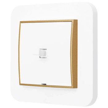 Włącznik pojedynczy w stylu USA ramka zaokrąglona seria Mini kolor biały/złoty