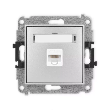 Mechanizm gniazda komputerowego pojedynczego 1xRJ45, kat. 5e, 8-stykowy Karlik seria MINI 7MGK-1 kolor srebrny metalik