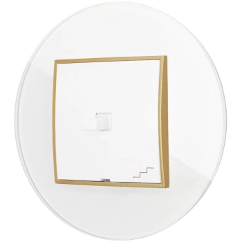 Włącznik schodowy w stylu USA ramka okrągła efekt szkła seria ICON kolor biały/złoty