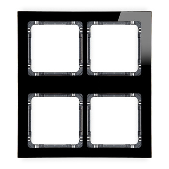 Ramka modułowa 4 krotna 2 poziom, 2 pion - efekt szkła ramka czarna; spód grafitowy Karlik seria DECO 12-11-DRSM-2x2 kolor czarny