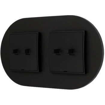 Dwa włączniki podwójne w stylu USA ramka okrągła seria Mini kolor czarny mat