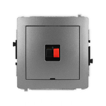 Mechanizm gniazda głośnikowego pojedynczego, bez pola opisowego Karlik seria DECO 11DGGBO-1 kolor grafitowy